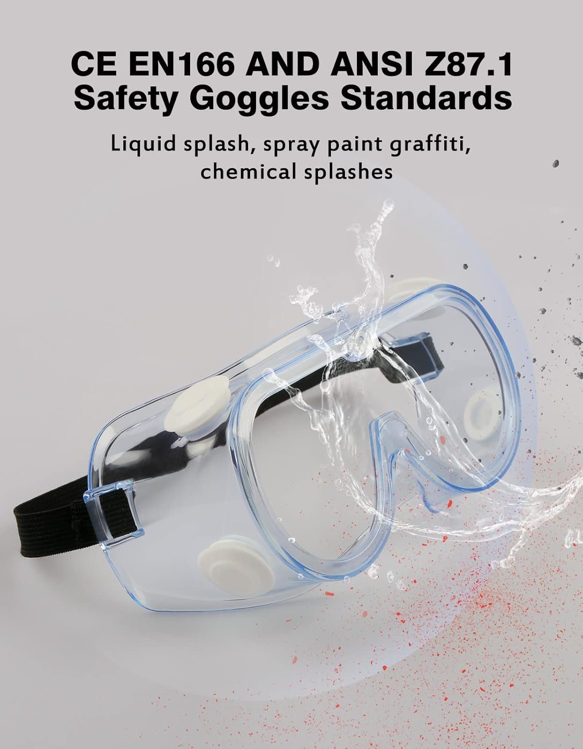 MELASA Safety Goggles, Clear Lens, Anti-Fog Coating, ANSI Z87.1, Adult, Rectangular, Industrial, Laboratory, Unisex