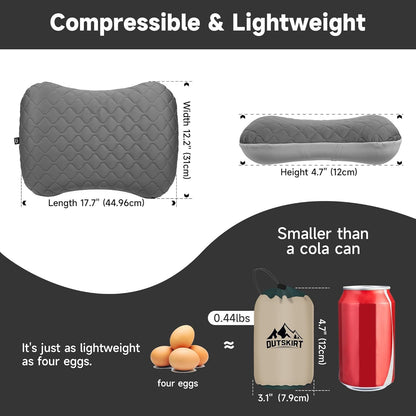 Outskirt Inflatable Camping Pillow, 2 in 1 Removal Inflatable Pillow for Backpacking Camping, Ultralight and Portable Camping Pillows for Traveling, Neck Pillows for Hiking Travel