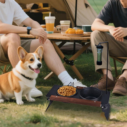Buerfu Supporto per ciotola per cani rialzato, portatile, alto, con portalampada, per l'alimentazione dei gatti, per campeggio, auto, spettacolo, alpinismo, all'aperto, interno