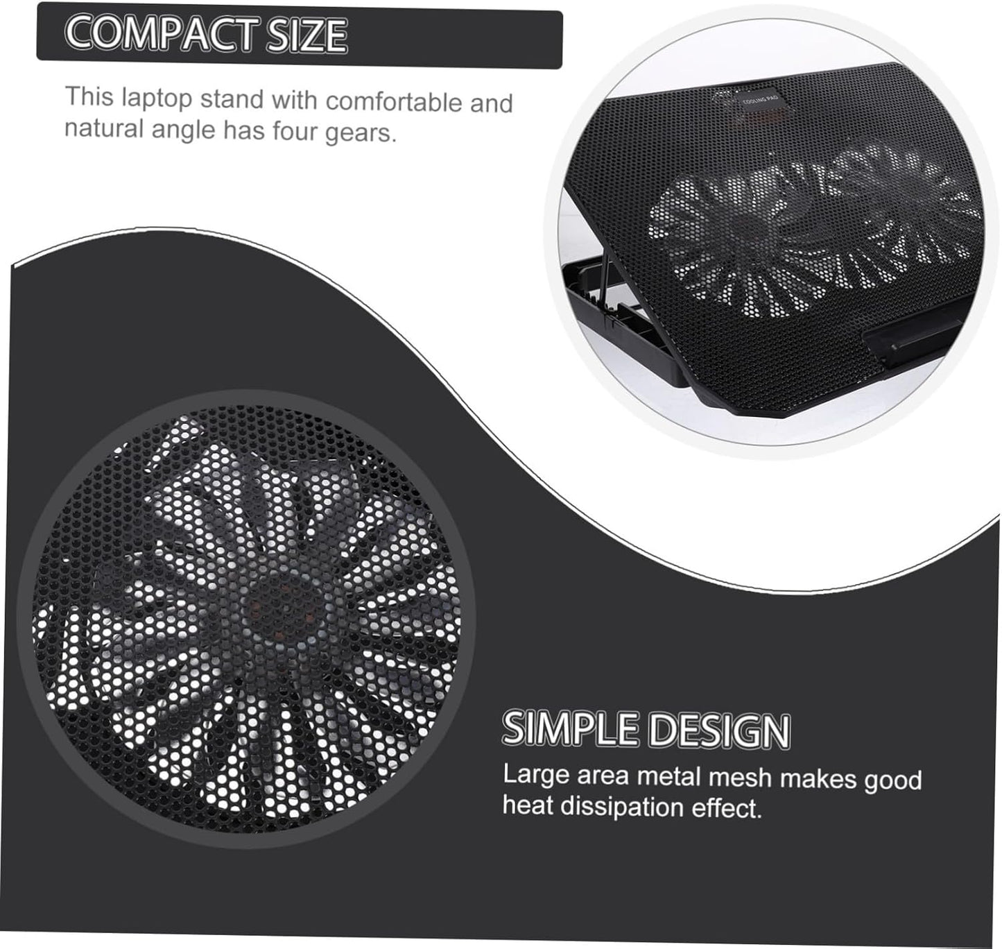 TEHAUX 1Pc Laptop Radiator Cooling Stand for Laptops Black USB Powered with Silent Fan Portable Notebook Cooler for Efficient Heat Dissipation