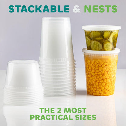 JoyServe Deli Food Containers with Lids - (48 Sets) 24-32 Oz Quart Size & 24-16 Oz Pint Size Airtight Food Storage Takeout Meal Prep Containers with 54 Lids, BPA-Free, Dishwasher, Microwave Safe