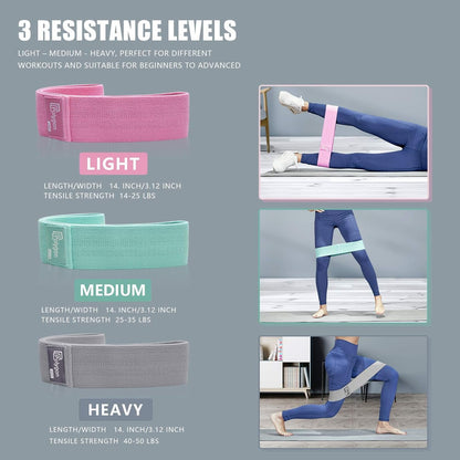 Polygon Resistance Exercise Bands, Fabric Non Slip Hip Bands for Squats, Legs, Butt, Thigh and Hip Workout, Thick Wide Fitness Loop for Men & Women. Workout Guide Included