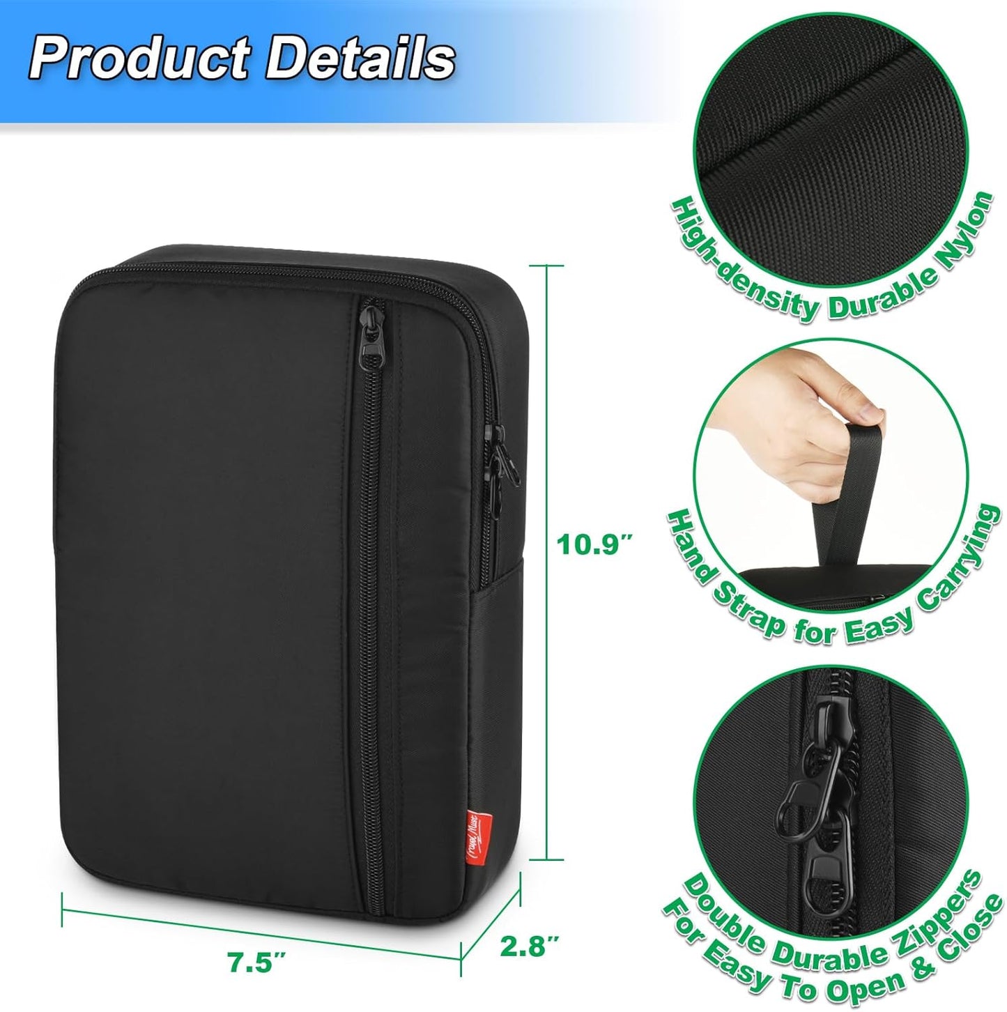 Travel Carrying Case Compatible with WEILY/Flymiro Lighted Vanity Makeup Mirror, Waterproof Lighted Makeup Bag, Portable Makeup Mirror Holder with Separate Pocket for Battery, Charger and Accessories