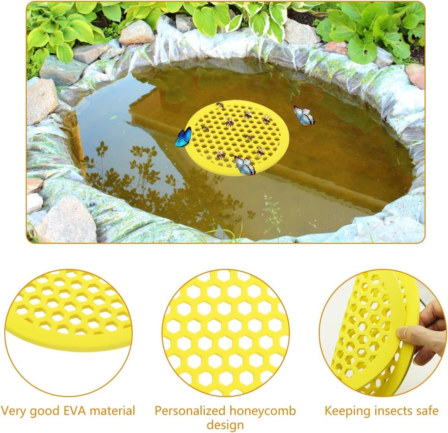 4Pcs Round Bee Feeder Bee Watering Station, Butterfly Drinking Station for Garden, Bee Feeders for Outside, Cups for Garden Bath Suitable for Bee Feeding, Outdoor Garden Decoration
