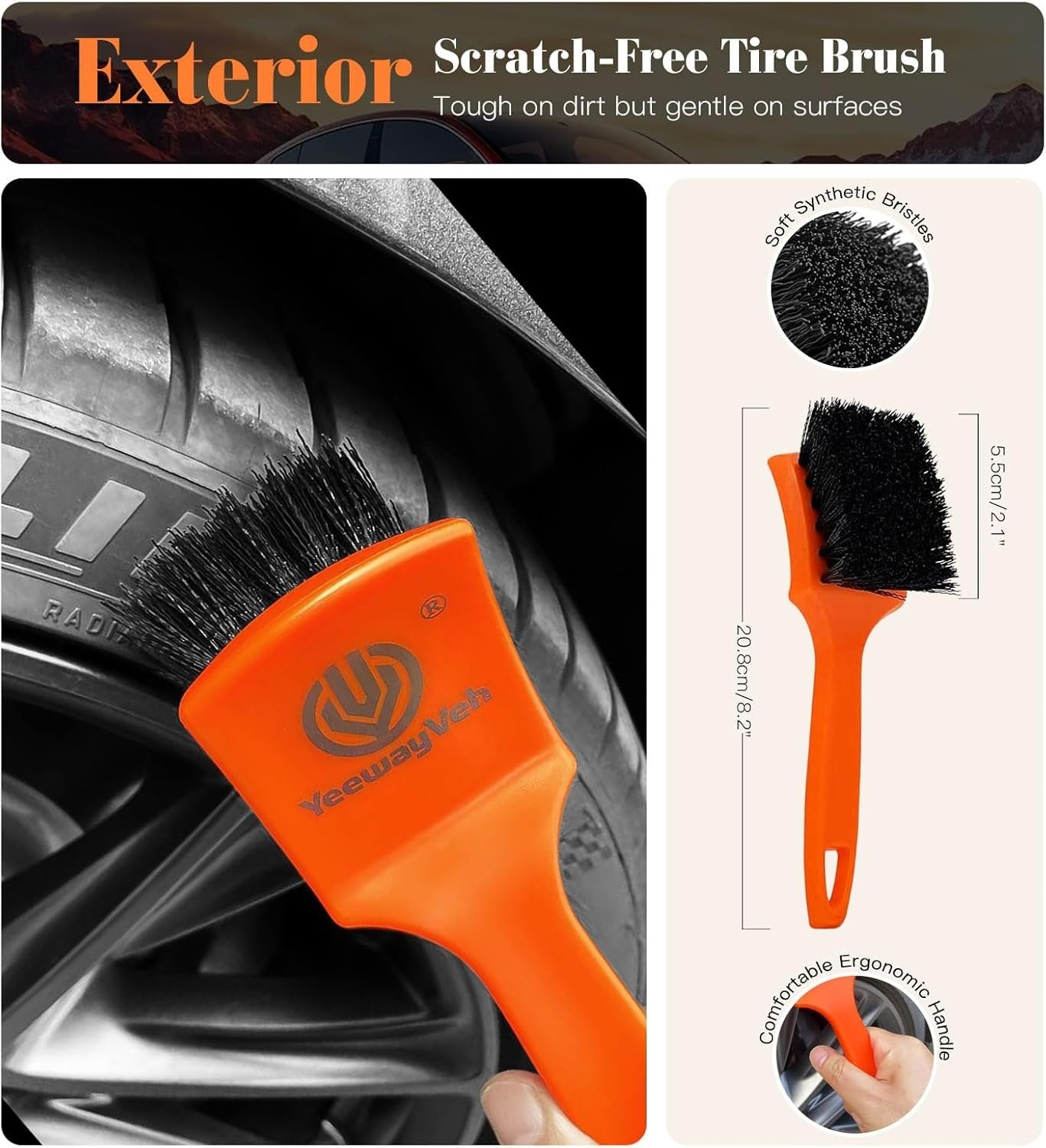 7PCS Motorcycle Cleaning Kit, 2-Size Bendable Wheel Brush, Tire and Chain Brush, Detailing Brush, Microfiber Towel and Car Wash Mitt for Car Wheels Motorcycle Dirt Bike Detailing Wash Kit