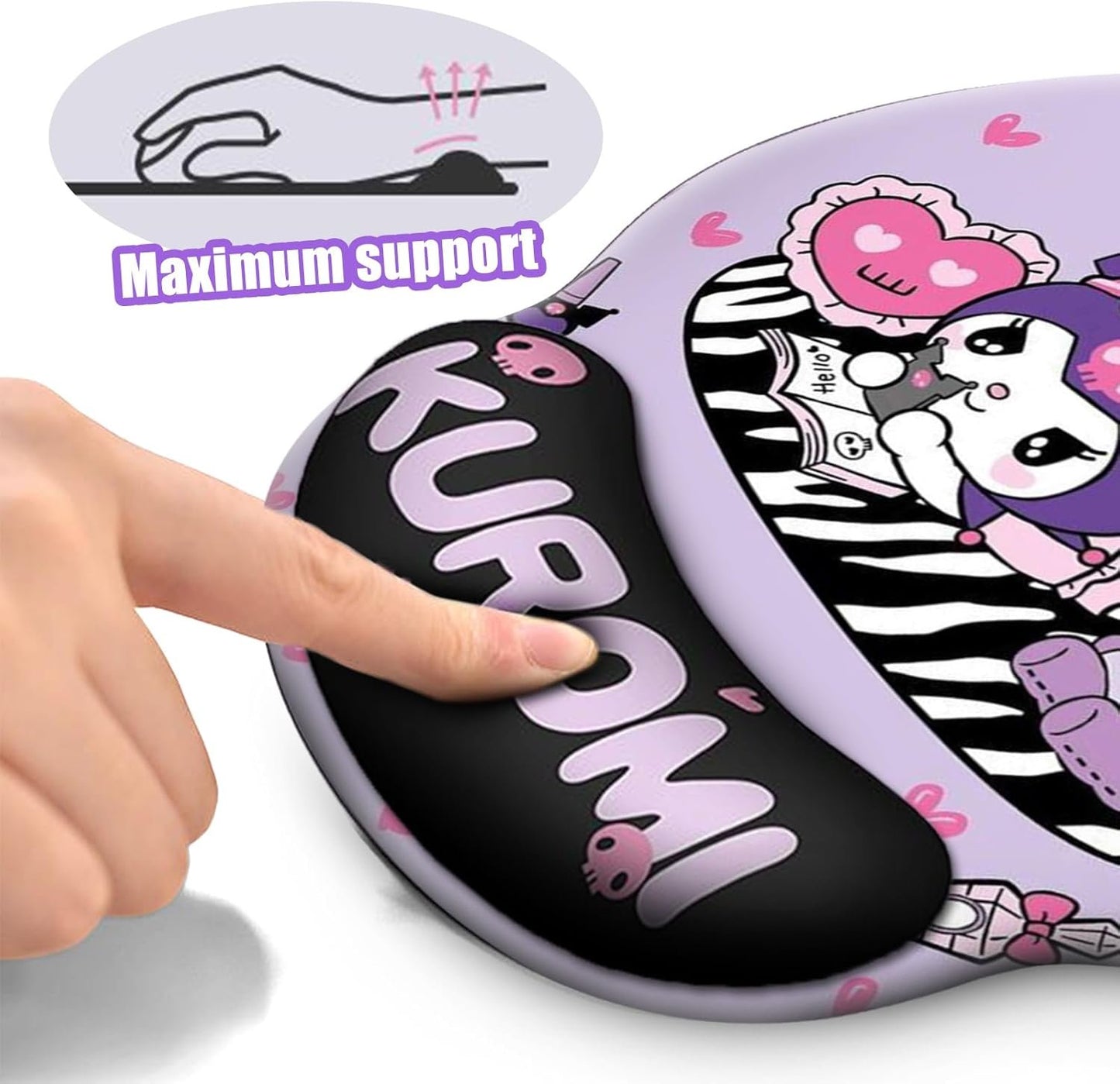 Kawaii Mouse Pad with Wrist Support, Cute Ergonomic Mouse Pads with Non-Slip Base for Home Office Decor for Women Essentials Desk Decor Accessories (Purple01)