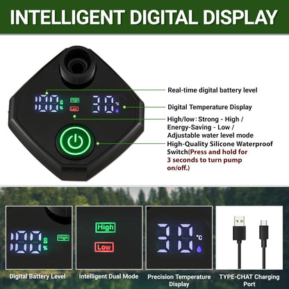 Brarvagur Upgrade Portable Camping Shower, 6000mAh Rechargeable Electric Shower Pump with Intelligent Digital Display Multiple Spray Modes Filtered Shower Head with Handheld for Hiking, Travel Black