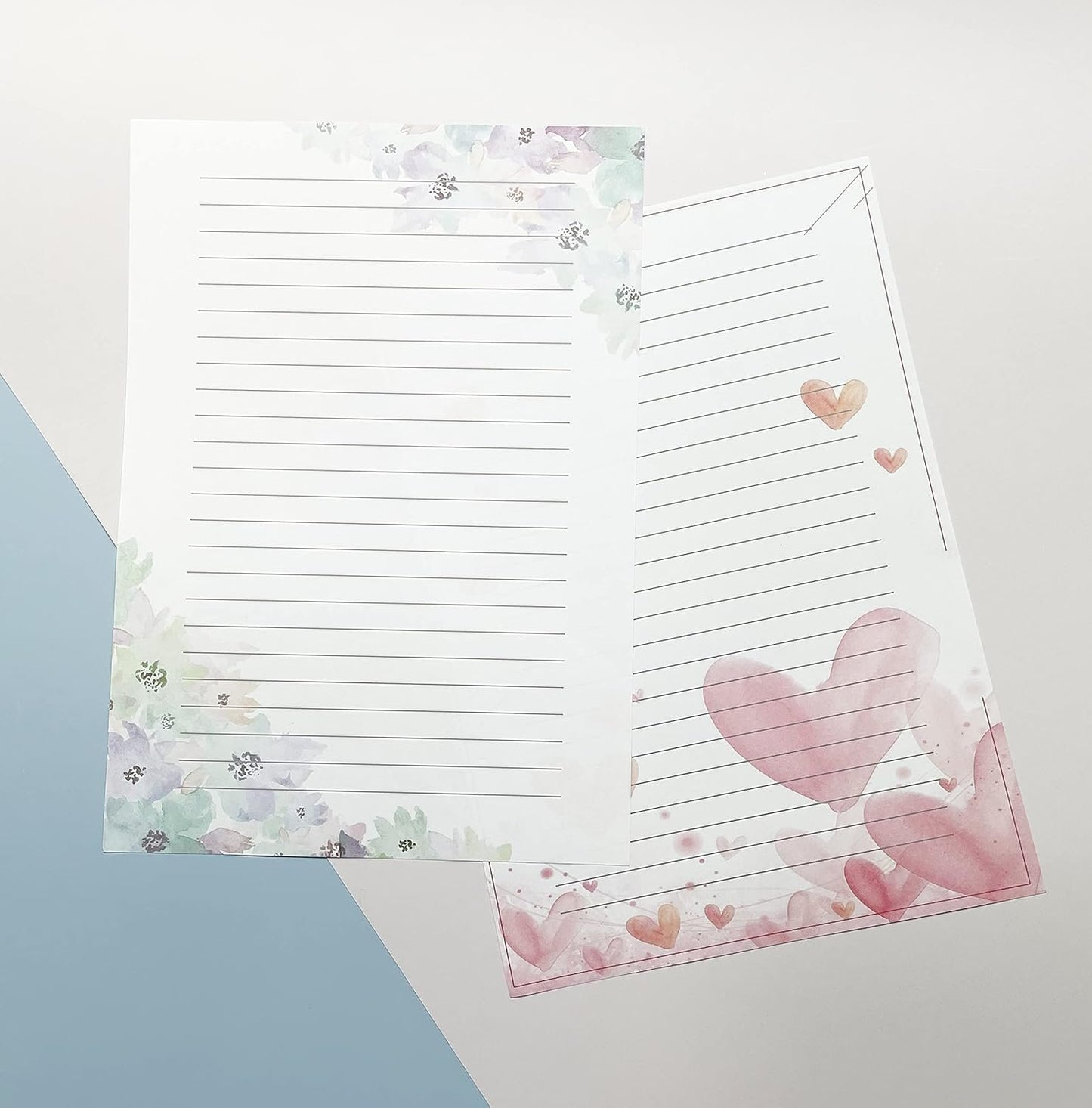 50 Pcs Writing Stationery Paper, Lined Writing Letter Paper Set, A4 Size, 10 Different Style