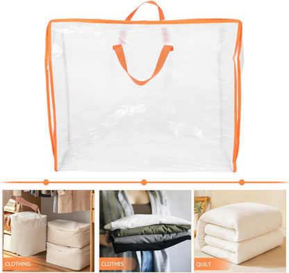Ipetboom Large Capacity Transparent Clothes Storage Bag with Zipper Heavy Duty Moving Tote for Quilts Bedding and Protection for Efficient Packing and Organization