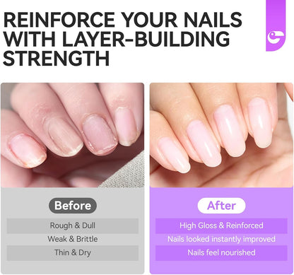 Gelike ec Nail Growth Hardener - Repair for Damaged Thin Nails and Brittle Nails Fillers as a Varnish Base, White