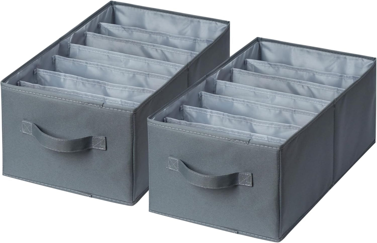 Augfox Set of 2 Wardrobe Organiser - Clothes Storage Box with Drawer Dividers, Perfect for Room Storage, Closet Organization, and Linen Storage (Dark Grey, 45x25x18cm)