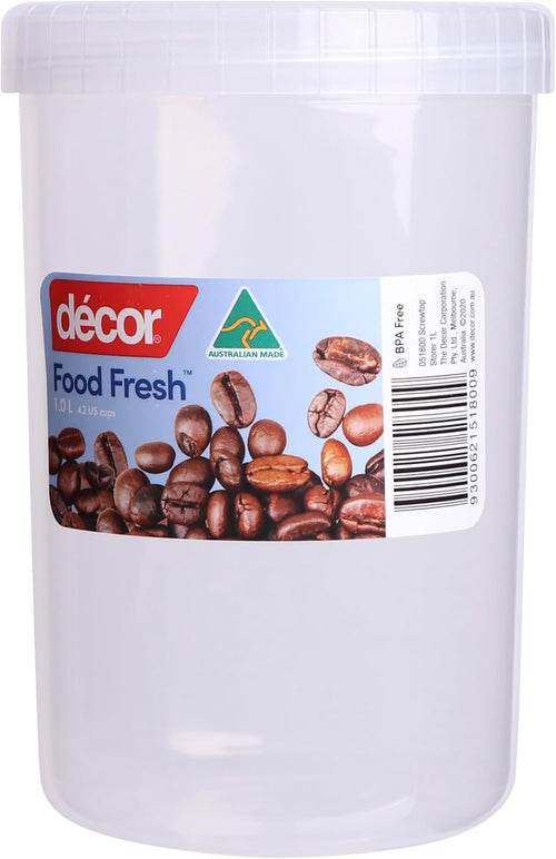 DÃ©cor Container Screw Top Container, 1L, Clear Large, 1, Piece