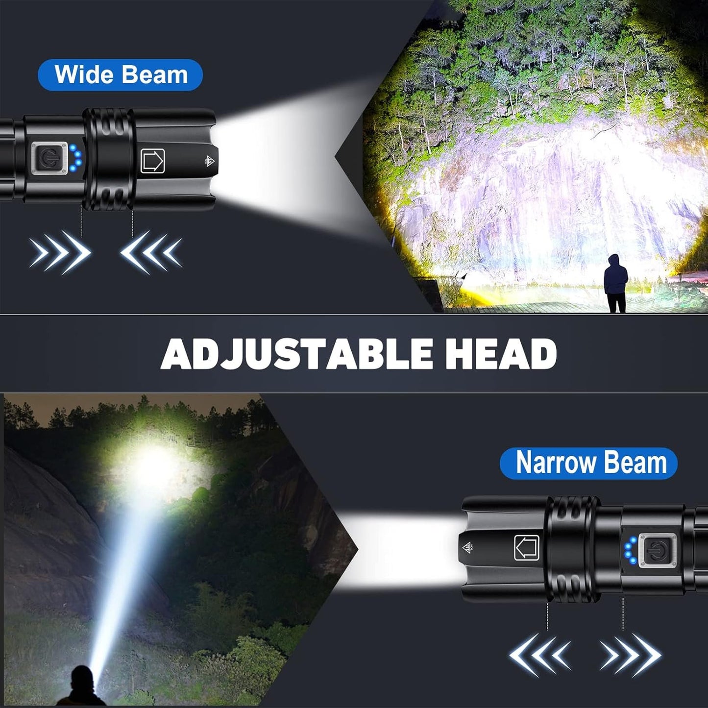Sigoobal Rechargeable LED Flashlights High Lumens,900000 Lumen Super Bright Flashlight with USB Output, 14 Hours Runtime 5000ɱAh Large Capacity Flash Light, Powerful Flashlight for Home, Camping