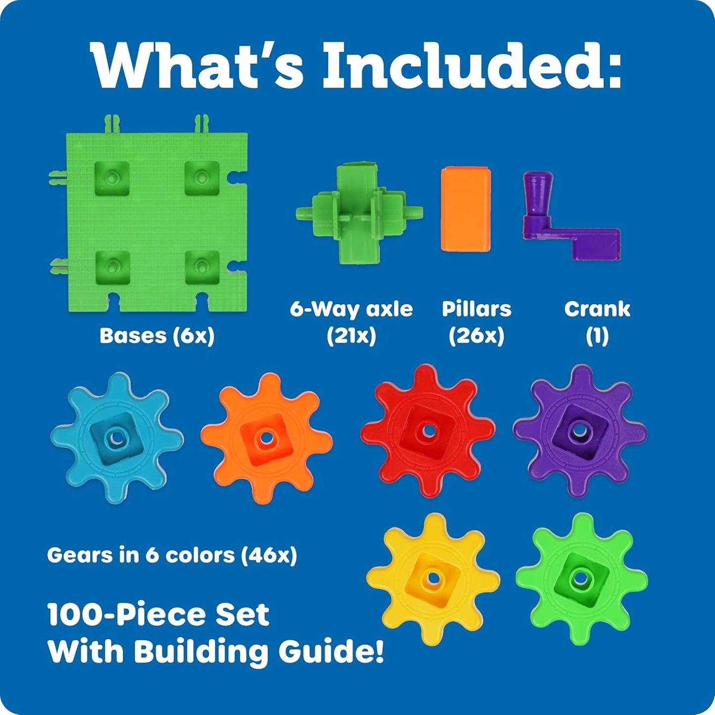 Learning Resources Gears! Gears! Gears! 100-Piece Deluxe Building Set, STEM Construction Toy Set, Puzzle, 100 Pieces, Ages 3+