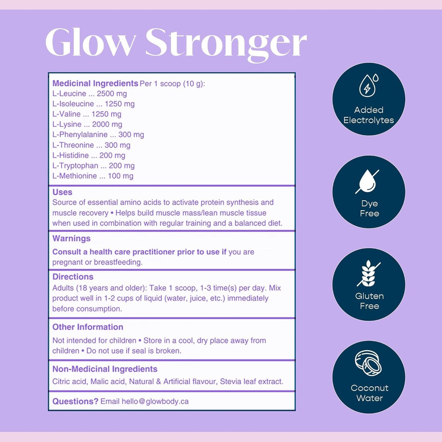 Glow Aminos - Blue Raspberry | 445g - 45 servings | Vegan, GF, DF, Sucralose-Free | Pure EAAs, Essential Amino Acid Powder, Amino Acid Supplement, Clean Aminos, Essential Amino Acids | Support Muscle Build, Recovery, Lean Mass, Toned Body, Hydration.