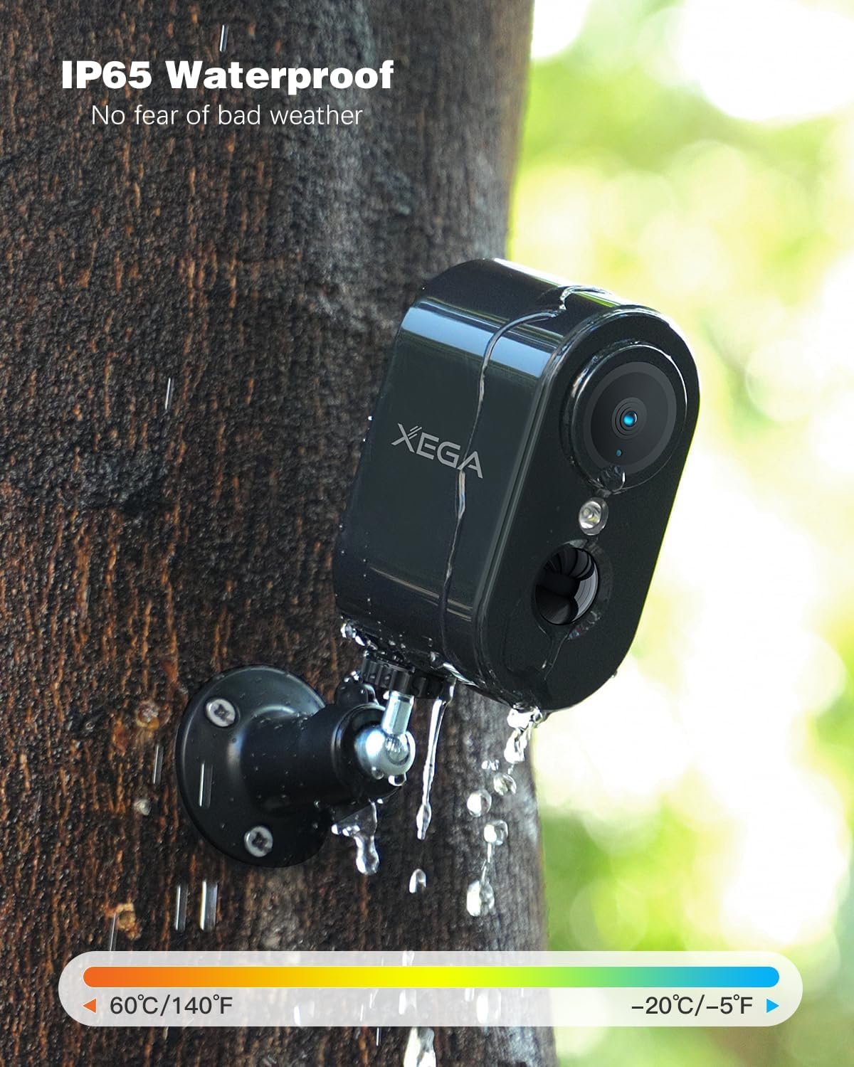 Xega 4G Cellular Security Camera Indoor Built-in SIM Card, 2K No Wi-Fi Security Camera Portable, LTE Cameras with 6000mAh Battery, PIR Motion Detection, Color Night Vision, 2-Way Audio, TF/Cloud