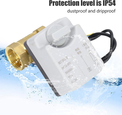 OKJHFD Efficiently Control Water Flow with Motorized Ball Valve - 2 Wire, 2 Way Normally Closed Dn25 Brass Abs - Dc 12vâ€‘24v Accessory for Home Automation