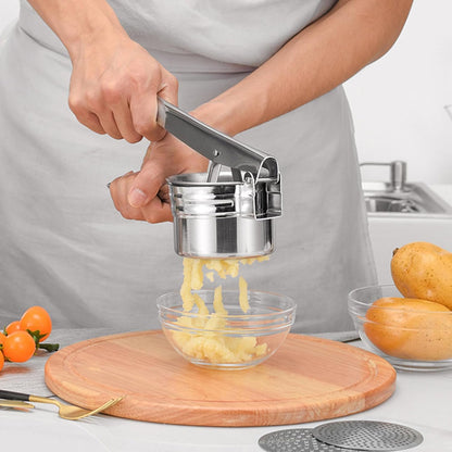 Maschera di patate in acciaio inossidabile di patate ricer con pressa da frutta multiuso a 3 buche, utensili da cucina e gadget per purè di, cibi per bambini, succo di limone