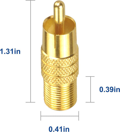 VCE 5-Pack F Type Female to RCA Male Coaxial Cable Audio Adapter Connector,Gold Plated