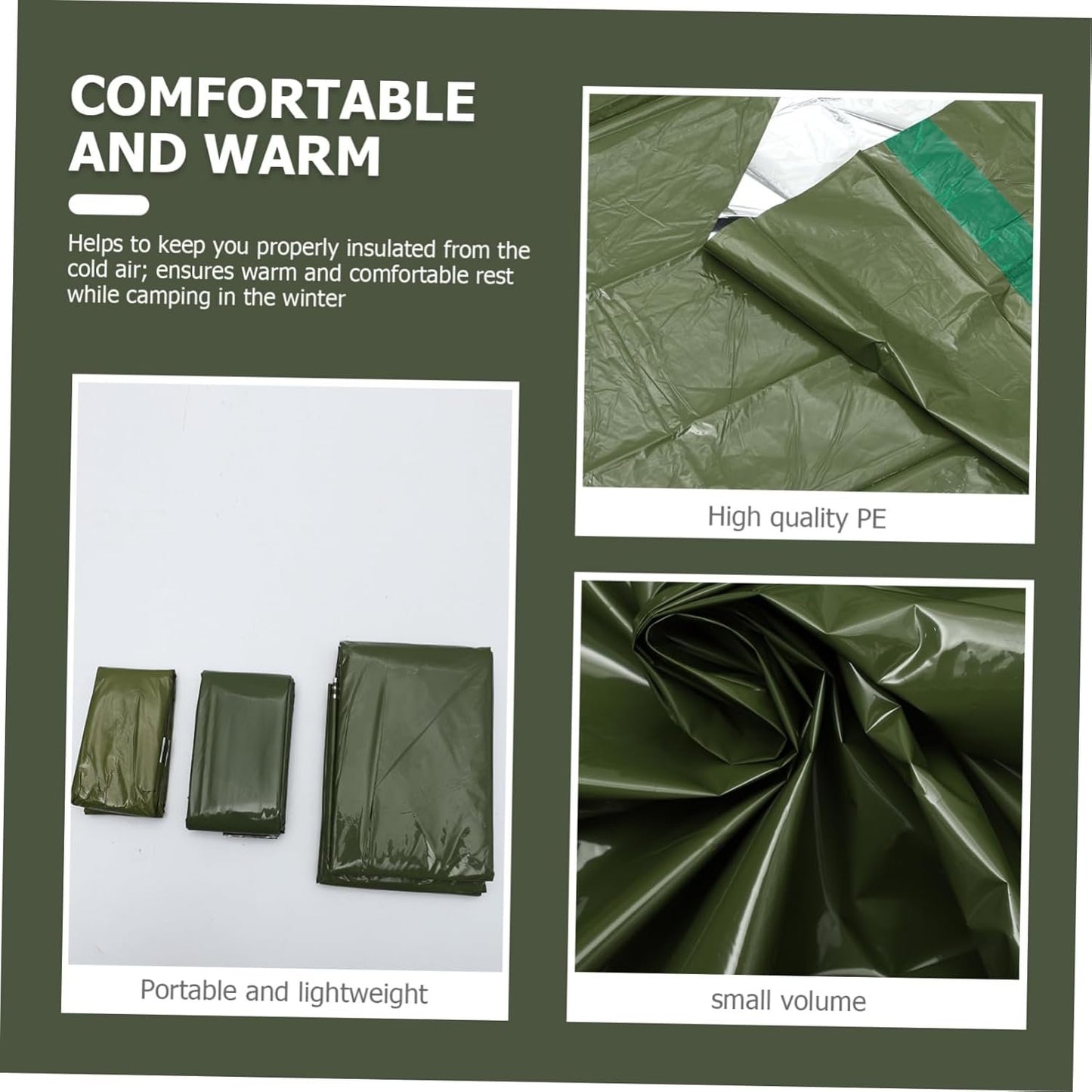 2pcs Emergency Tent Set Portable Emergency Blanket Survival Tent Warm Sleeping Bag Camping Tents Sleeping Pouch Carpas Pe Tear-Resistant Material Sleeping Pad Travel Outdoor