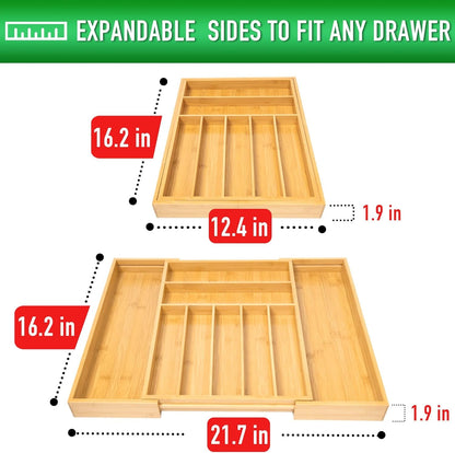 Besilord Silverware Organizer Acacia Wood Utensil Organizer Acacia Kitchen Drawer Organizer Silverware Holder Cutlery Organizer in Drawer Flatware Organizer（9 Slot, Natural)