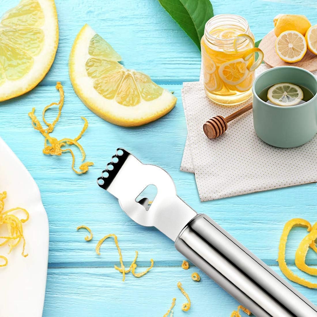Livtor Stainless Steel Lemon Zester Grater, Lemon zester Tool,Citrus zester Tool for Orange Citrus Peeler with Channel Knife