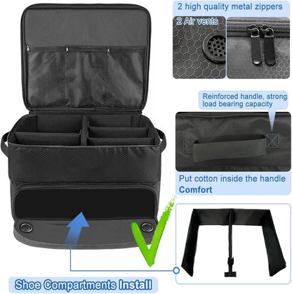 KAPEICamper 2 Layers Golf Trunk Organizerï¼ŒStorage Travel Trunk Accessory Organizer with Separate Compartment Car Trunk Lockerï¼ŒFoldable Golf Organizer for Car,Waterproof and Durable Golf Storage Bag