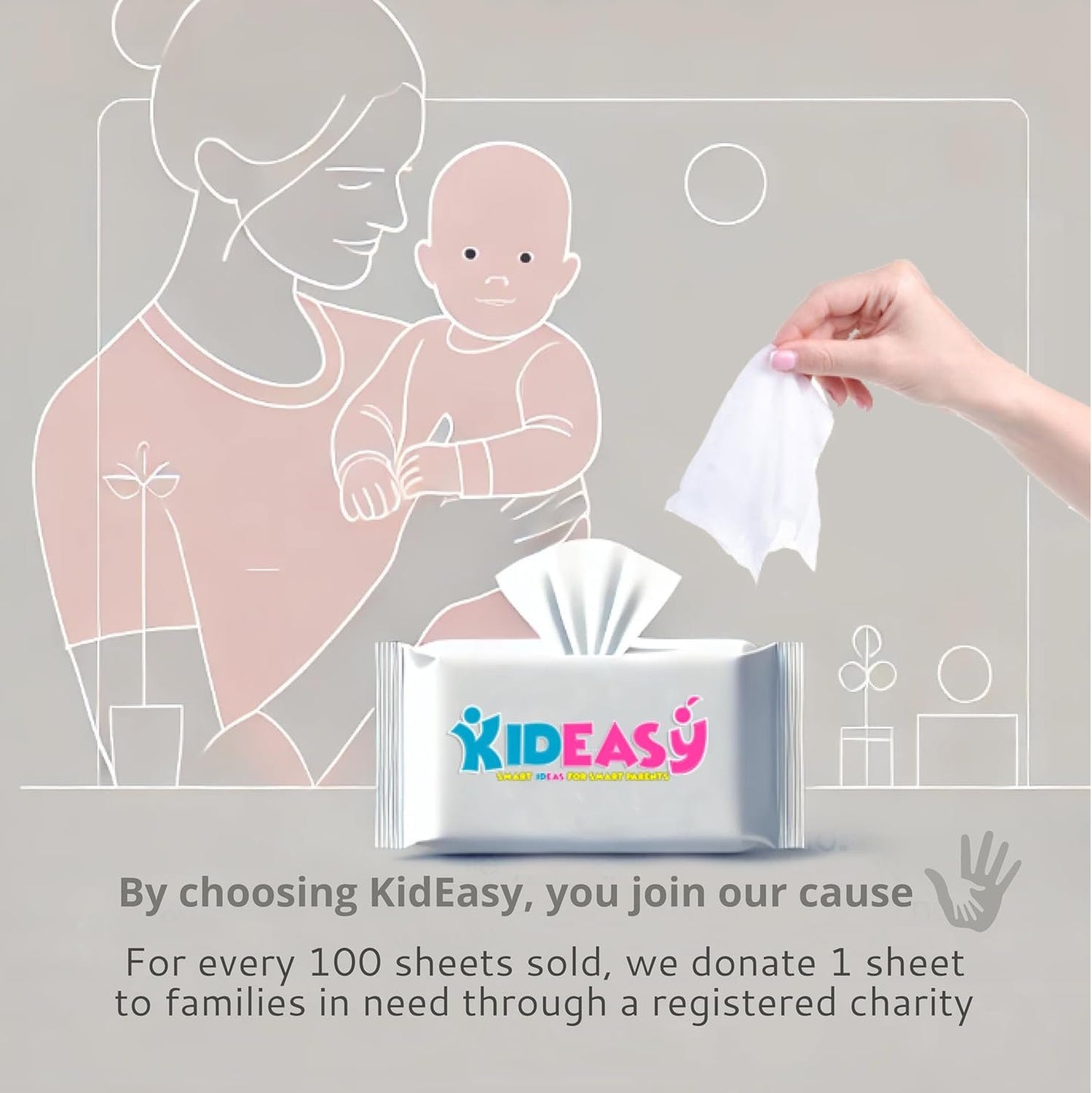KidEasy Dry Wipes | Ultra-Soft 100% Cotton Baby Wipes | Chemical-Free & Unscented | Wet or Dry Use | Gentle on Sensitive Skin | Strong & Highly Absorbent (6 Pack - 600 Count)