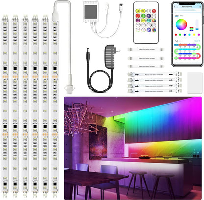 DAYBETTER Under Cabinet Lighting, 20ft RGBWIC Under Cabinet Lights, 360 LEDs (60 LEDs per 3.2ft/1M), Smart RGB+White(6500K) 4 Color in 1 High Density LED Lights with Built-in IC Chips, 6 PCS