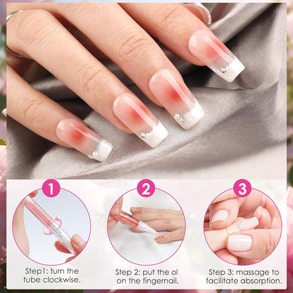 Cuticle Oil for Nails Pen, Nail Care Pen, Nail Care Oil Pen Nourishing, Cuticle Revitalizer Nail Oil Pen Moisturizing Repair Cuticle, 8pcs with Steel Push Armature Oil