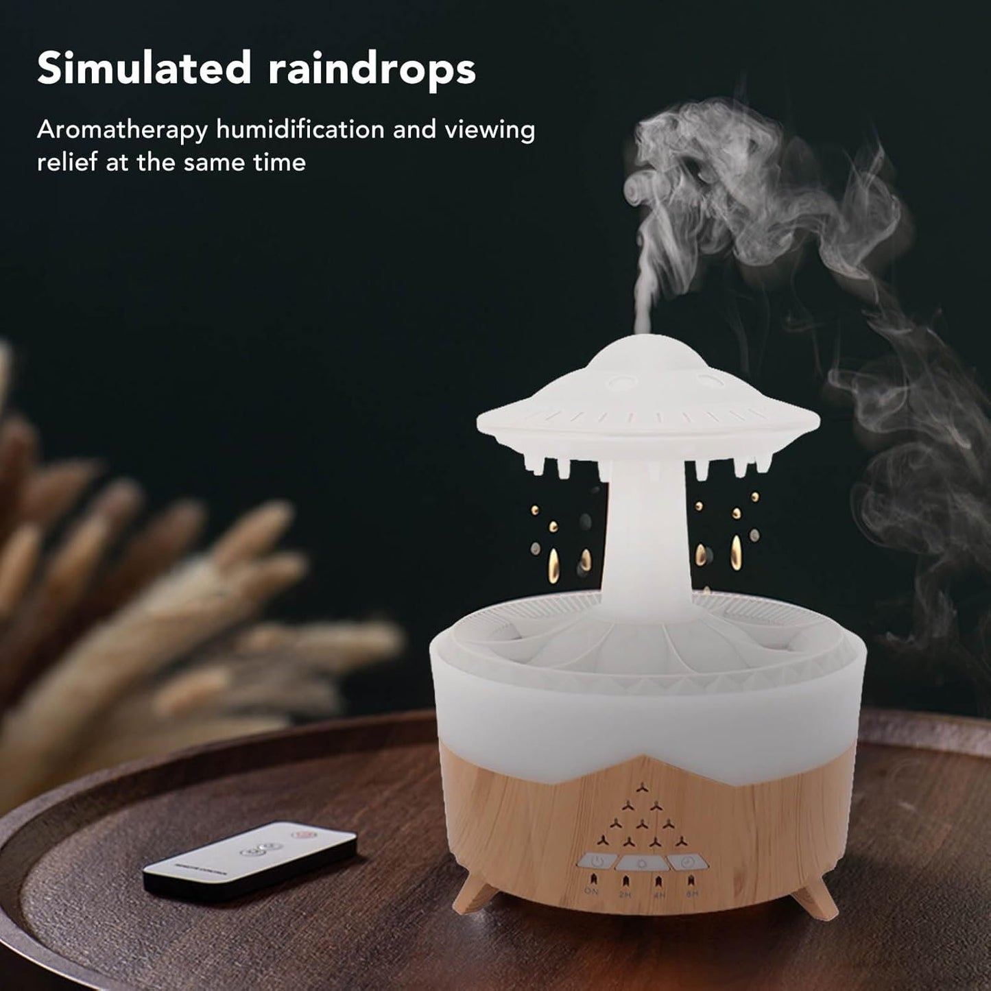 Fockety Rain Cloud Humidifier Water Drip, 3 in 1 350ml Rain Cloud Diffuser with Remote Control & Timer, Aromatherapy Essential Oil Diffuser, Raining Cloud Night Light, Rain Drop
