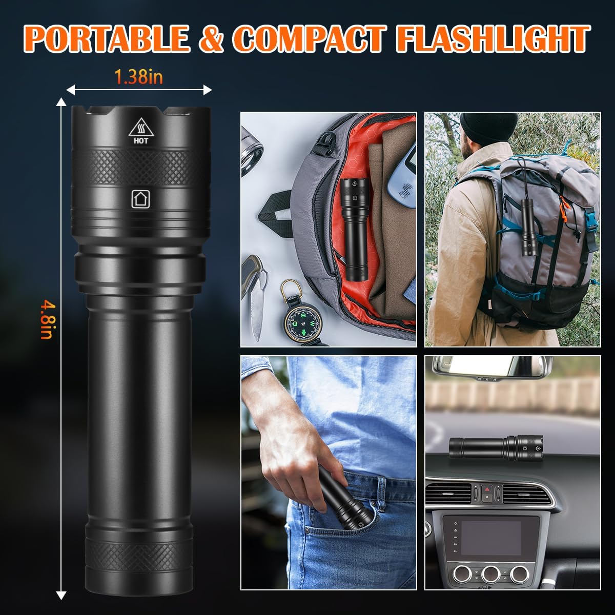 3Pack Rechargeable Flashlights, Tactical Flashlights High Lumens, Super Bright Flashlight, Mini Small Flashlights Powerful, LED Linterna Recargable, Pocket Handheld LED Flash Light for Home Emergency