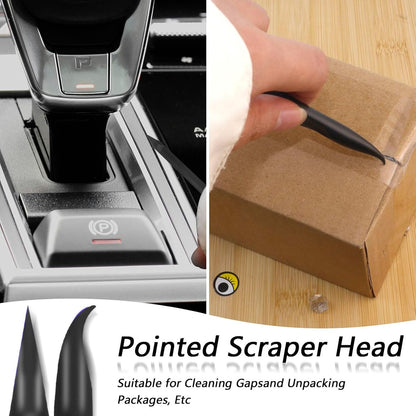12 PCS Carbon Fiber Plastic Scrapers Tool, Non-Scratch Scraper Tool for Tight Spaces, Multi-Purpose Label Scraper Pen-Shaped, for Car Cleaning Supplies, Kitchen, Crevices, Stains (Black)