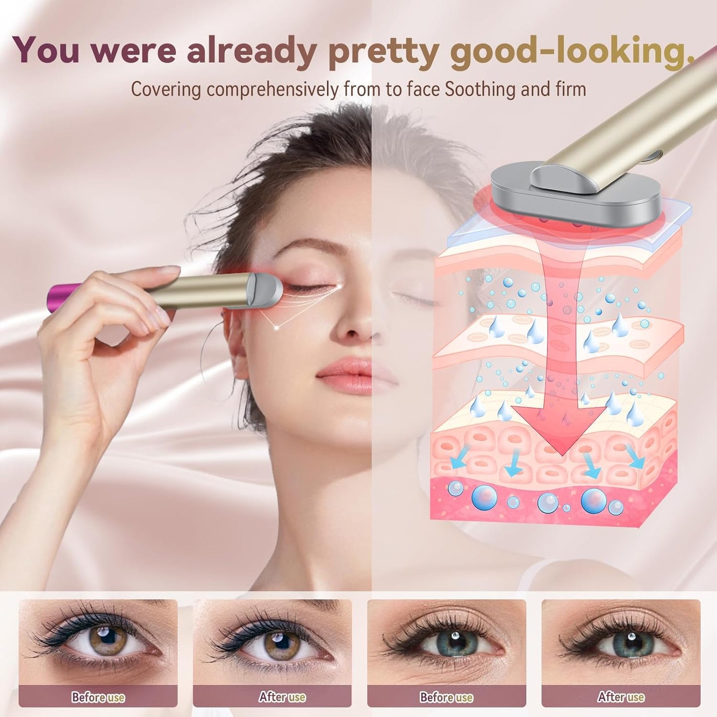 7 in 1 Red-Light-Therapy，Red Light Therapy for Face Eye Skincare Equipment at Home，Red for Skincare & Blue Rejuvenation Tool (Gradient Purple Pink)