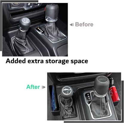 Wocch 2Pcs/Set JL Gear Shift Organizer Side Tray & Center Console Hanging Box for 2018-2024 Jeep Wrangler JL JLU & Gladiator JT Gear Shifter Side Storage Box Interior Accessories