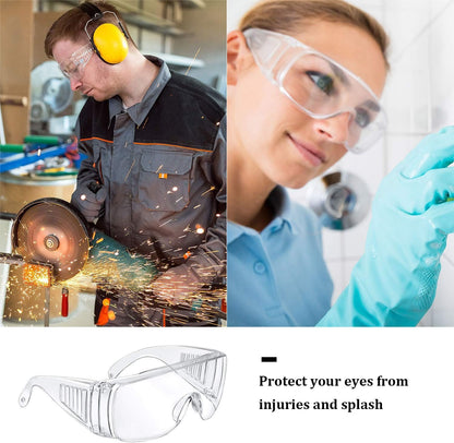 6 Pairs Clear Safety Glasses Over Eyeglasses Goggles Clear Glasses Anti- Fog/ Scratch Eye Protection Polycarbonate Protective Eyewear Safety Goggles For Shooting, Lab, Outdoor, Workplaces