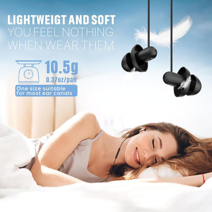 Hearprotek Sleep Earbuds, Lightweight Soft Noise Reduction Ear Buds Wired with Mic and Volume Control, 3.5mm Tangle Free Sleep Headphones for Side Sleepers, Snoring, Air Travel, Meditation, Relaxation