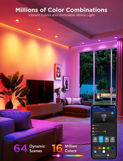 Govee GU10 LED Bulb, Smart GU10 Light Bulbs, Dimmable Color Changing Light Bulbs, 85 Dynamic Scenes, WiFi & Bluetooth LED Bulbs Work with Alexa, Google Assistant, Syncs with Music, 4 Pack