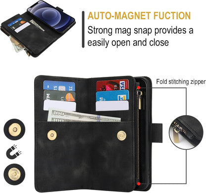 Umlovecase for iPhone 11 Case,for iPhone 11 Wallet Case with Zipper[9 Card Holder][RFID Blocking] Flip Folio Book PU Leather Phone Shockproof Cover-Black