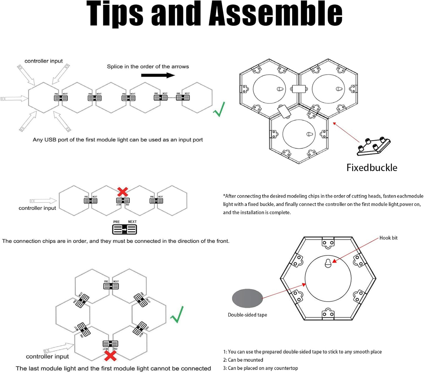 Hexagon Gaming Wall Light 10 Pieces Hexagon RGB Panel - Hexagon Honeycomb Wall Light Music Sync Decoration Hexa Wall Lighting Smart Hexagonal Gamer Room Decoration Modular Lamp