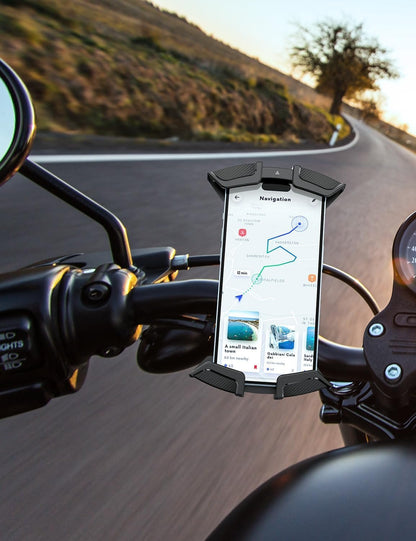 Oraolo Motorcycle Phone Mount, Bike Phone Holder, Phone Holder for Bike Scooter Handlebar, Security Lock, One-Hand Operation, 360° Rotatable Phone Mount Compatible with 4.7-6.8" Phones, 1 Pack