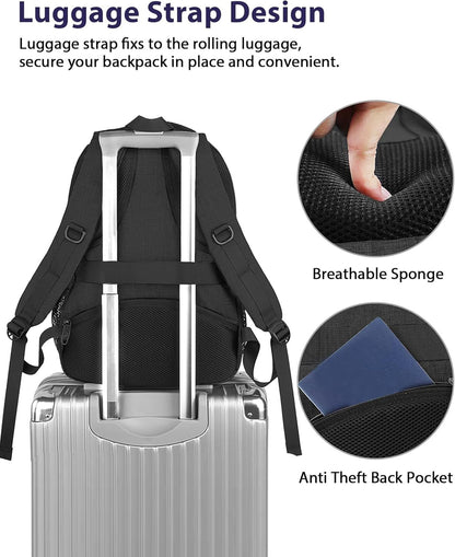 MATEIN Extra Large Business Travel Anti Theft Laptop Backpack, 18 Inch TSA Airline Approved Carryon Backpack for Women Men, Work Bag with USB Port and Luggage Strap, Black