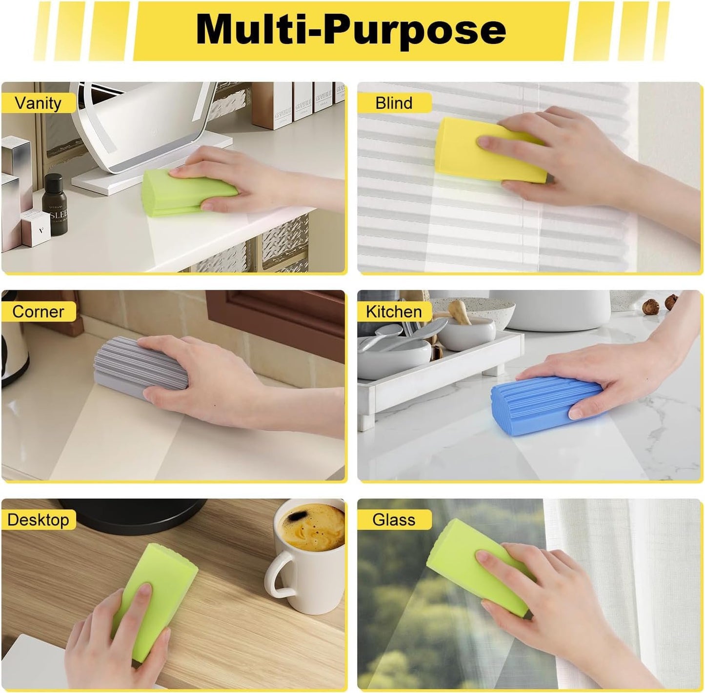 Dusting Sponge Damp Duster for Cleaning - 4 Packs Dust Sponge with Ridges Cleaning Tools, Reusable Duster Sponge Cleaning Supplies, Washable Wet Damp Duster Sponge Household for Kitchen, Bathroom