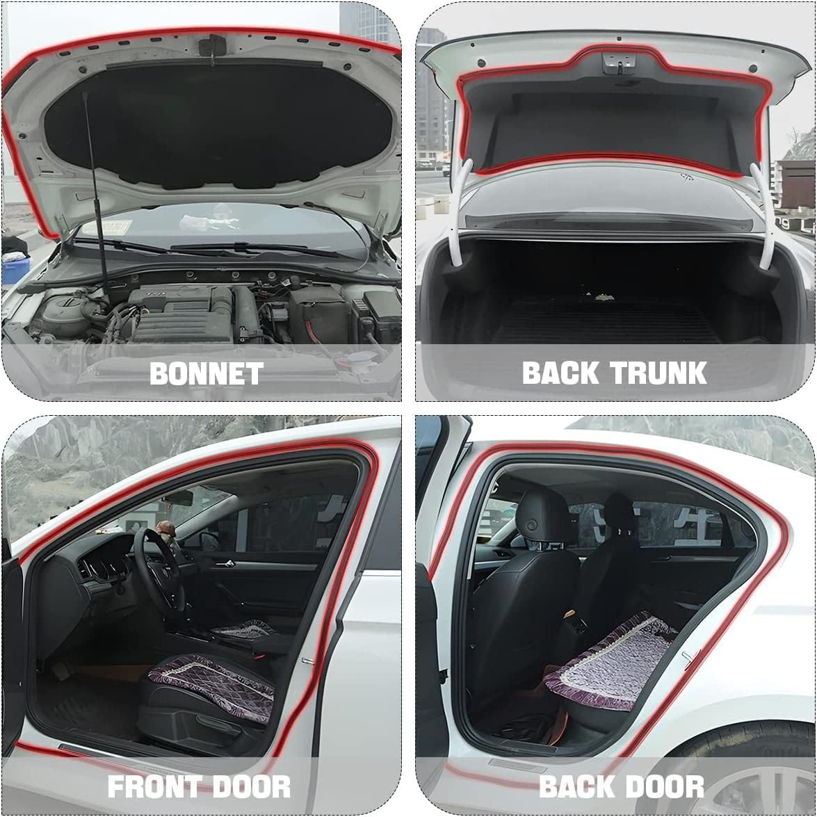 Car Door Rubber Seal Strip - Double Layer 5 Holes Self Adhesive Sealing Stickers, Noise Insulation Weatherstrip Edge Protector, Auto Interior Accessories for Tailgate (32.8FT)