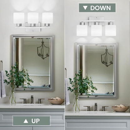 Capaaobc 3 Light Bathroom Light Fixtures, Brushed Nickel Vanity Lights Over Mirror for Bathroom, Modern Bathroom Vanity Light with Milky White Glass Shades, Anti-Rust E26 Base Lighting Fixtures