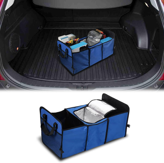 Wedcool Car Trunk Organizer, Auto Storage Bag, Trunk Organizer Storage with Insulation Cooler, Anti-slip Multi Compartments Trunk Storage, Car Interior Accessories Universal for SUV, Truck, Van (Blue)