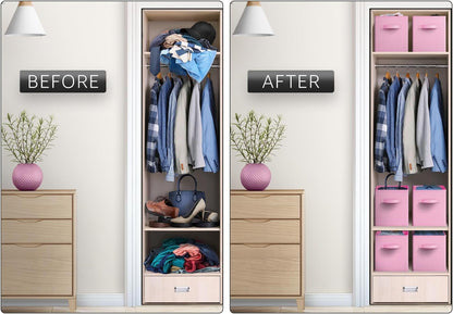 Sorbus Storage Cubes - 11 Inch Foldable Fabric Baskets for Organizing Pantry, Closet, Shelf, Toy Box, Cubby - 6 Collapsible Cloth Cube Storage Bins for Home, Nursery, Playroom, Bedroom (Pastel Pink)