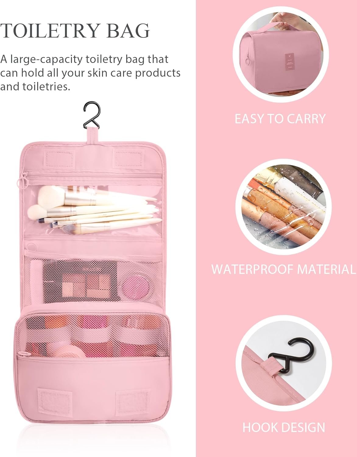 Packing Cubes for Suitcases, TRMFUSA 10 Pcs Packing Organizers, Luggage Organizers with Laundry Bags/Shoe Bag/Toiletry Bag (Pink)