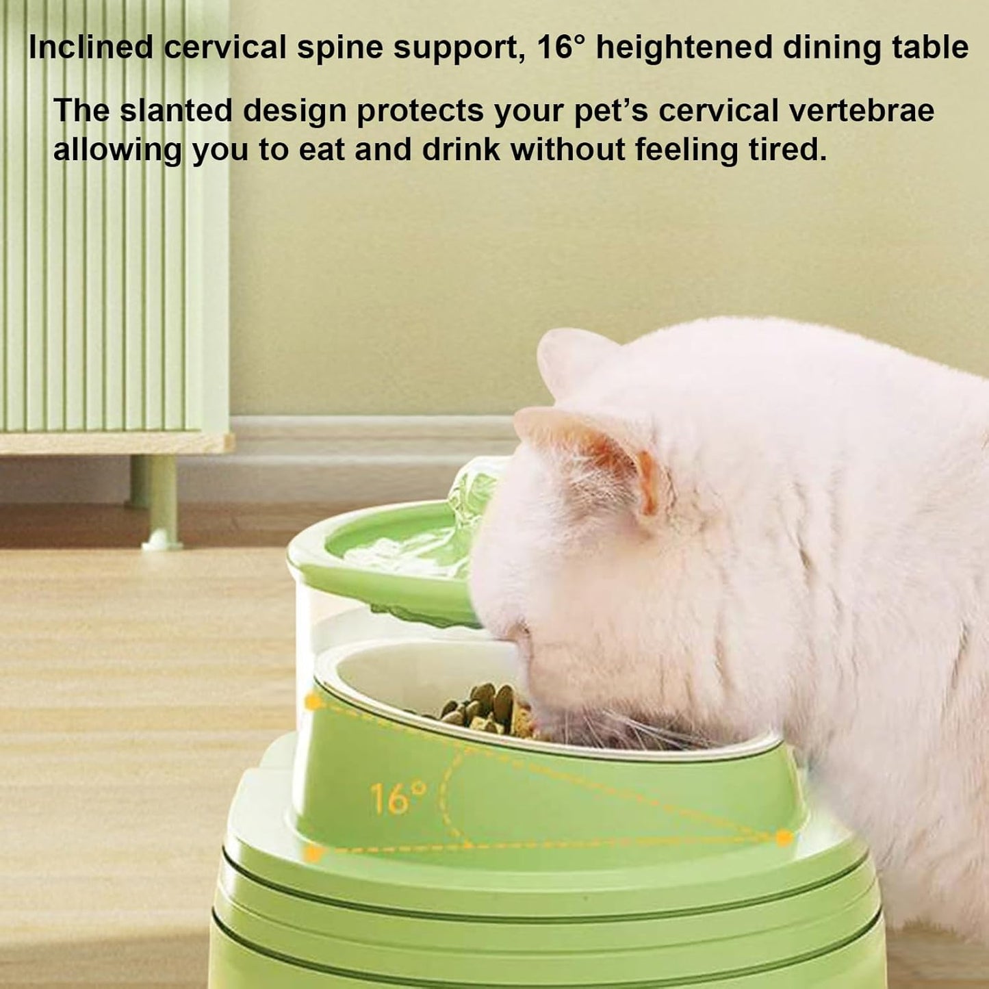 Pet Water Dispenser | Cat Feeding Station,Tilt Cervical Support, Quiet Design, Feeding & Watering Supplies for Home Use
