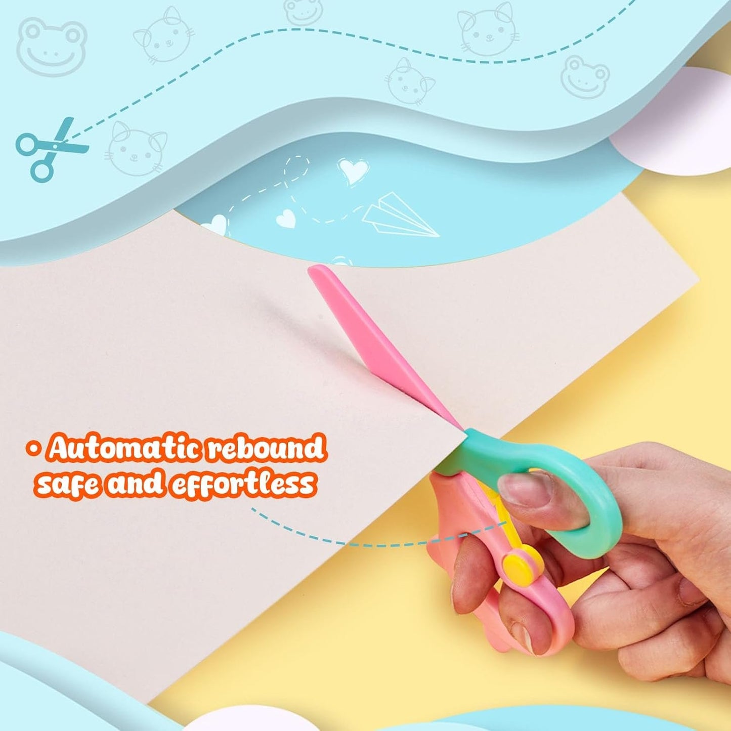 LOVESTOWN Toddler Safety Scissors, 4PCS Blunt Tip Adaptive Cute Training Scissor for Kids & Children, Playdough Tools Cutting Skills Preschool Training Activity, Construction Paper Cutting Art Crafts